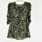 Isabel Marant  Caja Leopard Sheer Top Size 40 US 8 Olive Green Black Photo 3