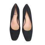 J.Crew Block Heel Suede Pumps AV984 Black Leather Heels Closed Toe‎ Women's 6 Photo 3