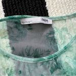 ZARA  Sheer Floral Blouse - Green and Cream Photo 8