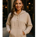 Aerie  Cotton Pullover Hoodie Buttery Soft Beige Cozy Relaxed Autumn Minimal Boho Photo 1