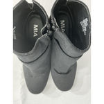 MIA Womans Audrina Ankle Boots 8 M Black Velvet Block Heel Side Zip Buckle Photo 5