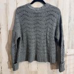 American Eagle  Women's Small  Gray Pointelle Knit Sweater Soft Cozy Boho Style Photo 2