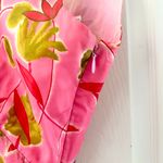 Tahari Bright Pink Floral Silk V Shift Dress Ruffle Trim Vintage Y2K Girly 8 Photo 4