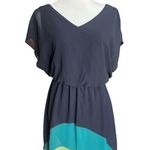 Sweet Storm Womens Flutter Sleeve Navy Blue Color Block Dress - Sz L Photo 0