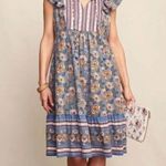 Matilda Jane ‎ womens S Heart to Heart Pasture Blue Floral Flutter Sleeve Dress Photo 0