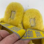 UGG  Fuzzy Fluff Slippers Slides Back Strap Neon Yellow Women's Size 7 Photo 3