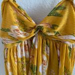 Free People  Baby Doll Hi-Low Floral Tunic Boho Mustard Gold Yellow Small Photo 3