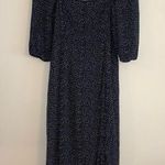 Abercrombie & Fitch Abercrombie Elbow Sleeve Midi Dress Blue Black Animal Print Women Medium Petite Photo 0