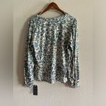Democracy Long Cuffed Sleeve V-Neck Abstract Teal Multi Printed Knit Top XL Photo 3