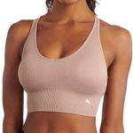 Puma Low Support Ribbed Seamless Bra, Bark/Blush Pink, Size Medium Photo 1
