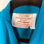 Country Sophisticates Pendelton Turquoise Silky Blouse Sz 12 Blue Photo 5