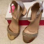 Sub Trading Glitter Satin 2” Heels in Champagne sz 7 Gold Photo 1