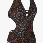 One Piece Women's Sexy  Swimwear Deep V Halter Backless Swimsuit Photo 1