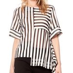 Gracia s Asymmetrical Block Hem Striped Blouse Photo 0