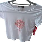 Not A Morning Person Women’s Y2K White Baby Tee with Pink Lollipop Design NWT Size M Photo 1