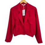 Amanda Uprichard Amanda‎ Uprichard Albany Cropped Bomber Jacket in Magenta  Size S NWT $229 Photo 1