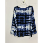 Counterparts Womans XL Blue Black White Tye-dye Long Sleeve Pullover Blouse Photo 1