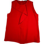 ZARA  Shirt Womens Small Red Ruffle‎ Blouse Basic Minimalist Office Wear Casual Photo 0