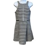 EXPRESS  Textured Skater Dress Stripe Mini Quarter Zip Black NWOT ‎ Size 6 Photo 1