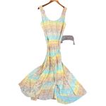 Romantic Midi Dress Sz 12 Tasseled Belt High Low Fairy Whimsy‎ Ruffle Hem Pastel Photo 7