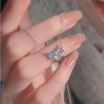 Blue Bow Necklace Silver Photo 1