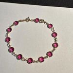 Swavorski Women’s Swarovski Crystal Gold Tone Pink Tennis Bracelet With Extension Photo 0