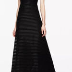 BCBGMAXAZRIA ‎ Black Gown Maxi Structured Satin Gown Size 6 Prom Homecoming Mesh Photo 0