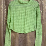 Free People  Movement Bright Green Sheer Stripe Long Sleeve Crop Athletic Top Lar Photo 0