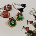 Lot Of 5 Costume Earrings Pierced Christmas Holiday Snowman Santa Wreath Etc Photo 6