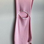 Baby Pink White Contrast Cut Out Midi Dress Photo 0