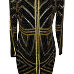 Gianni Bini  Women’s Black & Gold Mockneck Beaded Sheath Dress Size‎ 10 Photo 0