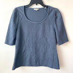 Max Studio  Elbow‎ Sleeve Rib Knit Top Blue M Photo 0