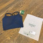 Halara Double Straps Backless Twisted Cropped Tank Top XS Carbon Blue NWT Photo 3