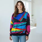 Vintage 90s Gianna Woman Colorblock Abstract Pullover – Women’s Multiple Size 18 Photo 2