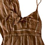 LUNIK  pinstripe brown jumpsuit with 3/4 length pants size Medium Photo 1