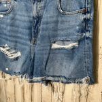 ZARA The 90s Bermuda Denim Distressed Raw Hem Jean Shorts Womens Size 10 Photo 1