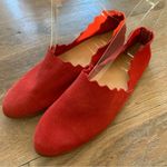 Seaside Red Suede Made in Portugal Scalloped Slip On Flat Shoes Size US … Photo 6