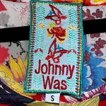 Johnny Was EUC  Red Floral Swing Tunic Top Small Cupra Rayon “Dolce” Sheer Photo 3