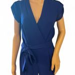Diane Von Furstenberg  Wrap Jumpsuit Size 0 Vibrant Cobalt Blue Wide Leg Belted Photo 1