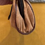 Faux suede, faux leather handbag with rhinestones stones Brown Photo 4