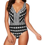 Sea Level Australia Black White Geometric One Piece Swimsuit Size 6 Photo 0