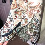 Umgee Grey Linen Peasant Top with Paisley Floral Flare Bell Sleeves Size Small Photo 4