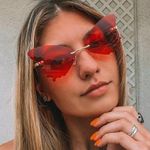 Retro Red Rimless Butterfly Shaped Sunglasses Photo 0