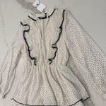 ZARA NWT Polka Dot Long Sleeve Tiered Mini Dress Womens Small White/Black Ruffle Photo 2