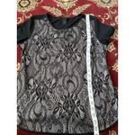 Ann Taylor  Black Lace Overlay Top Women's Size Small Short Sleeve Shell‎ Career Photo 4