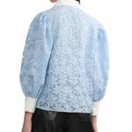 NWT Sister Jane Placid Blue Sky Lily Embroidered Floral Lace Blouse White Collar Size XS Photo 3