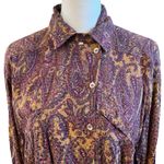 Vintage Escada Silk Blouse Margaretha Ley Top Paisley Print Size 38 Button Front Purple Photo 4