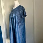 Lucky Brand  Shirred Blue Chambray Short Sleeve Dress Photo 2