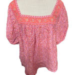 Lucky Brand  Peach Pink Blouse babydoll floral fairy Peasant boho top sz XXL Photo 0