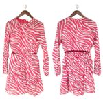 Michael Kors Red White Zebra Print Cutout Mini Dress Long Sleeve Medium New Photo 1